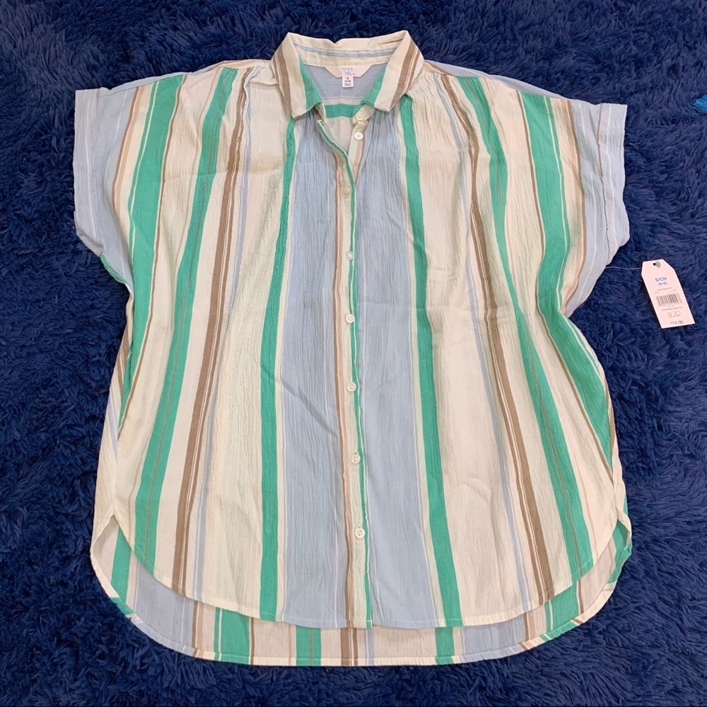 Time and Tru Gauze Button Up Shirt